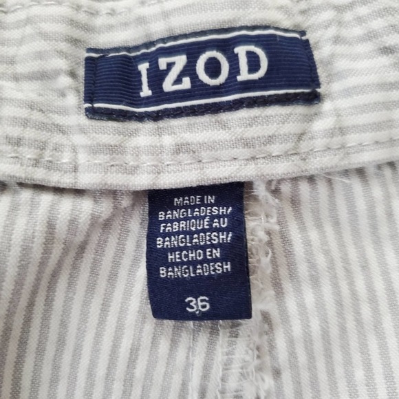 IZOD Pinstripe Floral Overlay Shorts Gray Size 36 - Picture 4 of 6